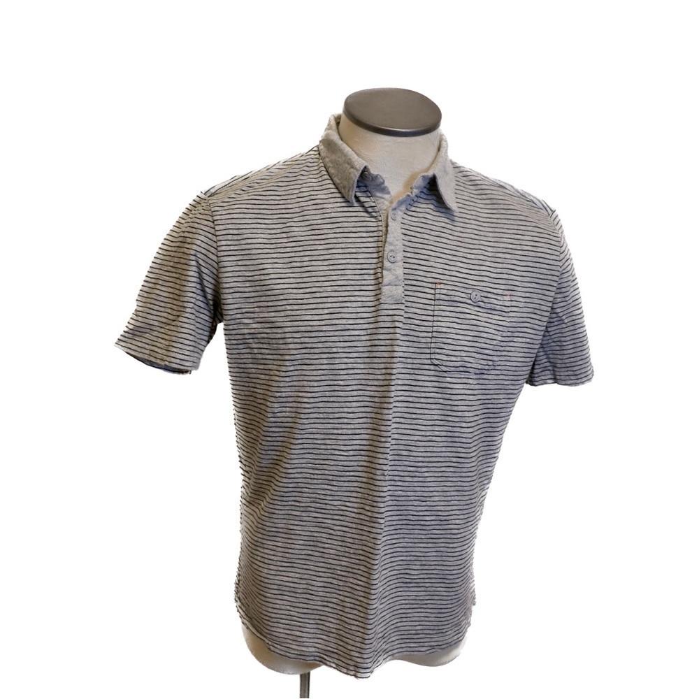 Vintage Y2K Levi’s Grey Striped Cotton Polo Shirt Short Sleeve XL Grandpacore